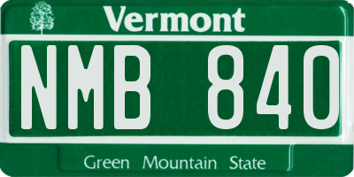 VT license plate NMB840