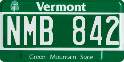 VT license plate NMB842