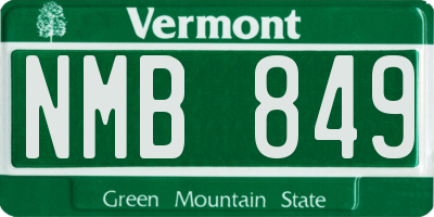 VT license plate NMB849