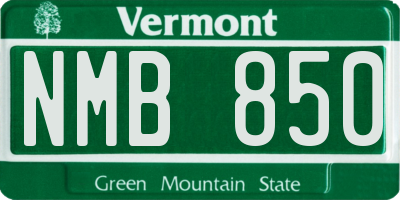 VT license plate NMB850