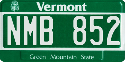VT license plate NMB852