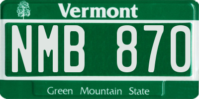 VT license plate NMB870
