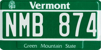 VT license plate NMB874