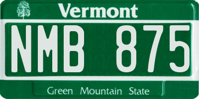 VT license plate NMB875