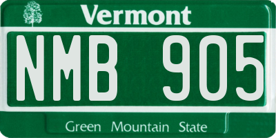 VT license plate NMB905