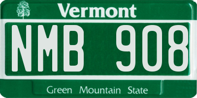 VT license plate NMB908