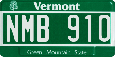 VT license plate NMB910