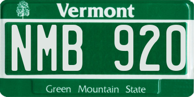 VT license plate NMB920
