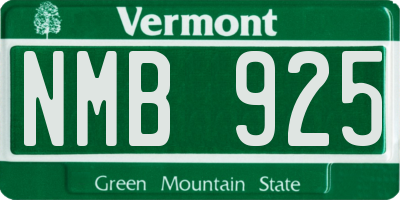 VT license plate NMB925