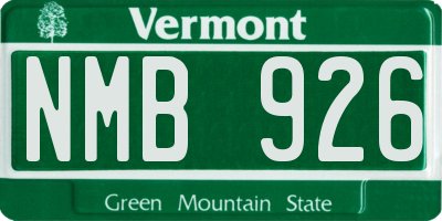 VT license plate NMB926