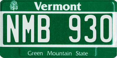 VT license plate NMB930