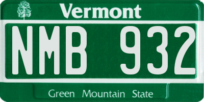 VT license plate NMB932