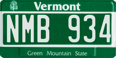 VT license plate NMB934