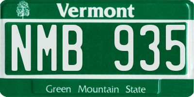 VT license plate NMB935