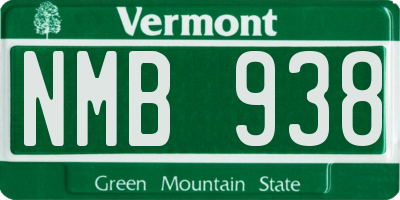 VT license plate NMB938