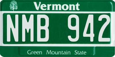 VT license plate NMB942