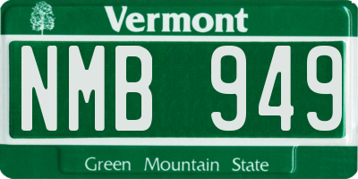 VT license plate NMB949