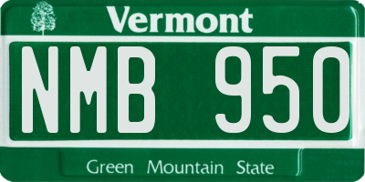 VT license plate NMB950