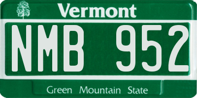 VT license plate NMB952