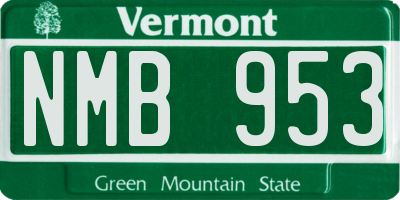 VT license plate NMB953