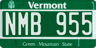 VT license plate NMB955