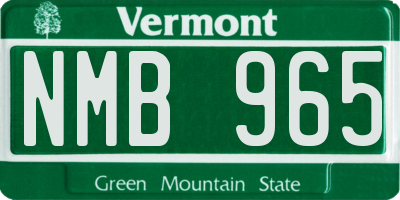 VT license plate NMB965