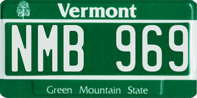 VT license plate NMB969