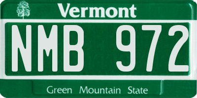 VT license plate NMB972