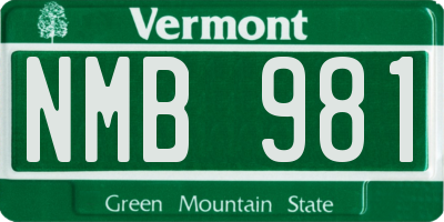 VT license plate NMB981