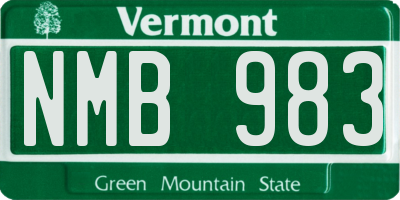 VT license plate NMB983