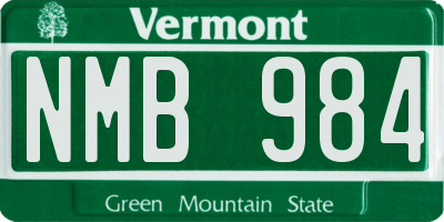VT license plate NMB984