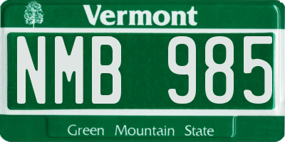 VT license plate NMB985