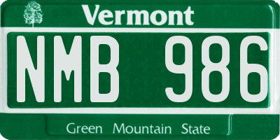VT license plate NMB986