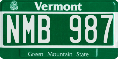 VT license plate NMB987