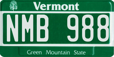 VT license plate NMB988