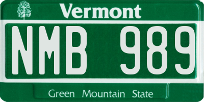 VT license plate NMB989