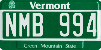 VT license plate NMB994