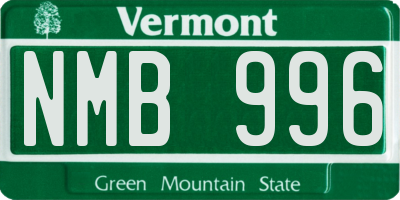 VT license plate NMB996