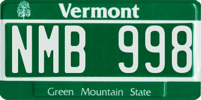 VT license plate NMB998