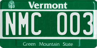 VT license plate NMC003