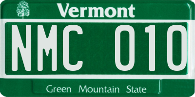 VT license plate NMC010