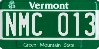 VT license plate NMC013