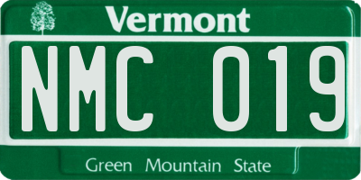 VT license plate NMC019