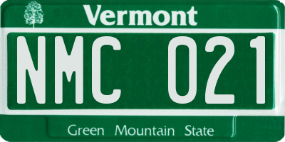 VT license plate NMC021