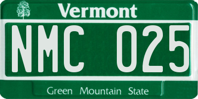 VT license plate NMC025