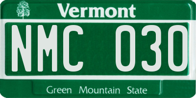 VT license plate NMC030