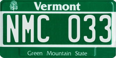 VT license plate NMC033