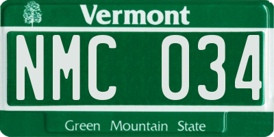 VT license plate NMC034