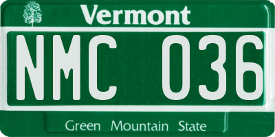 VT license plate NMC036