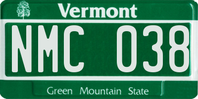 VT license plate NMC038